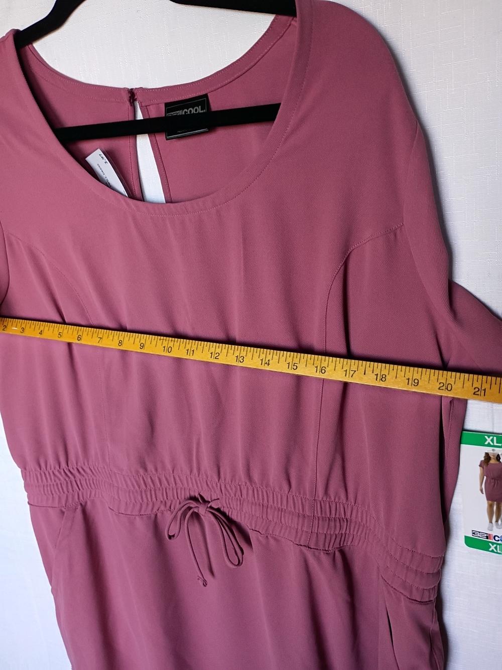 32 Degrees Drawstring Waist Short Sleeve Dress in Dusty Rose XL - Picture 7 of 11